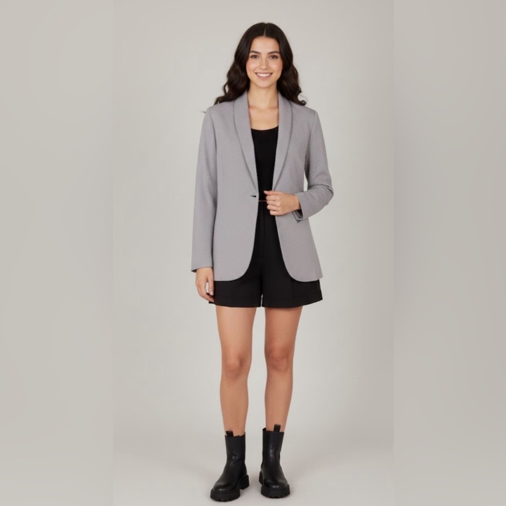 Simply Styled by Sears XL Blazer | Grey/Black Micro-Dot Print| One Button Jacket